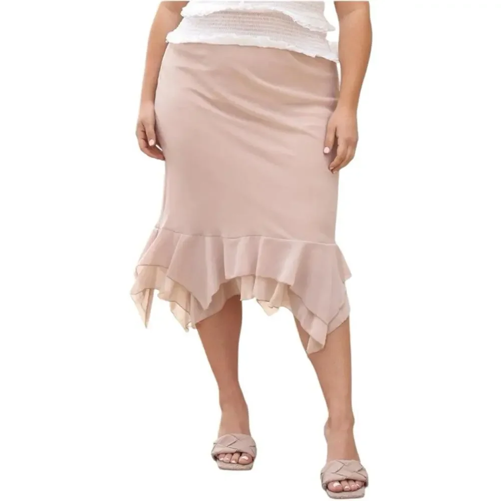 Fitted Flare Peplum Midi Skirt - Size 3X